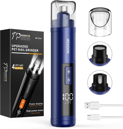 Dog Nail Grinder 3-Speed Quiet w LED Lights Professional Grooming Sapphire Blue