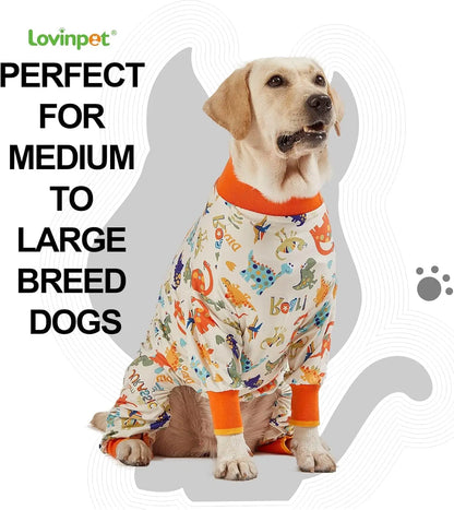 Dog Pajamas For Large Dogs – Anti-Lick Recovery Wear Jurassic Knit UV Suit