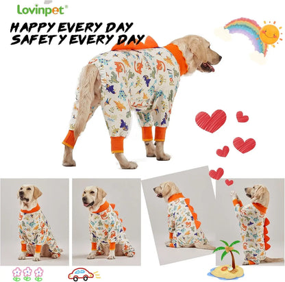 Dog Pajamas For Large Dogs – Anti-Lick Recovery Wear Jurassic Knit UV Suit