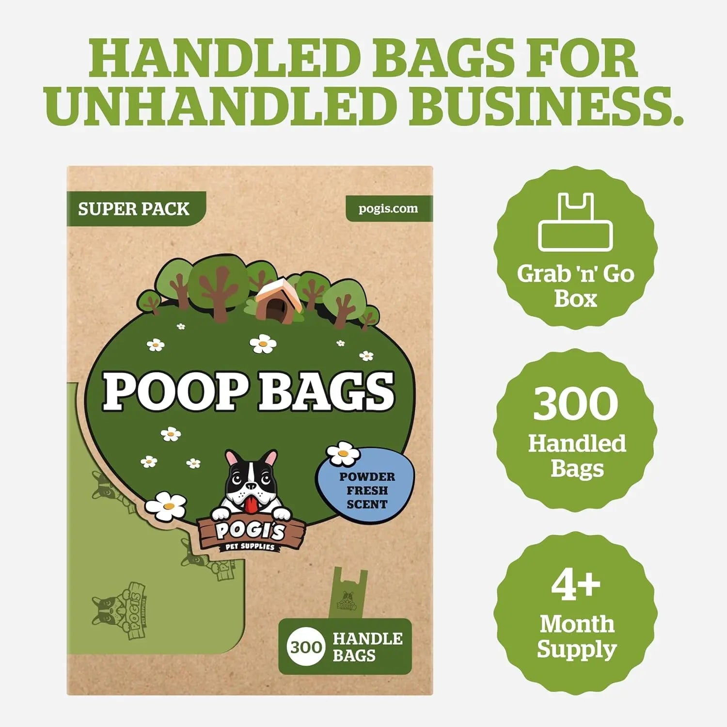 Dog Poop Bags with Handles 300ct – Extra Thick, Leak-Proof, Fresh Scent