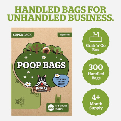 Dog Poop Bags with Handles 300ct – Extra Thick, Leak-Proof, Fresh Scent