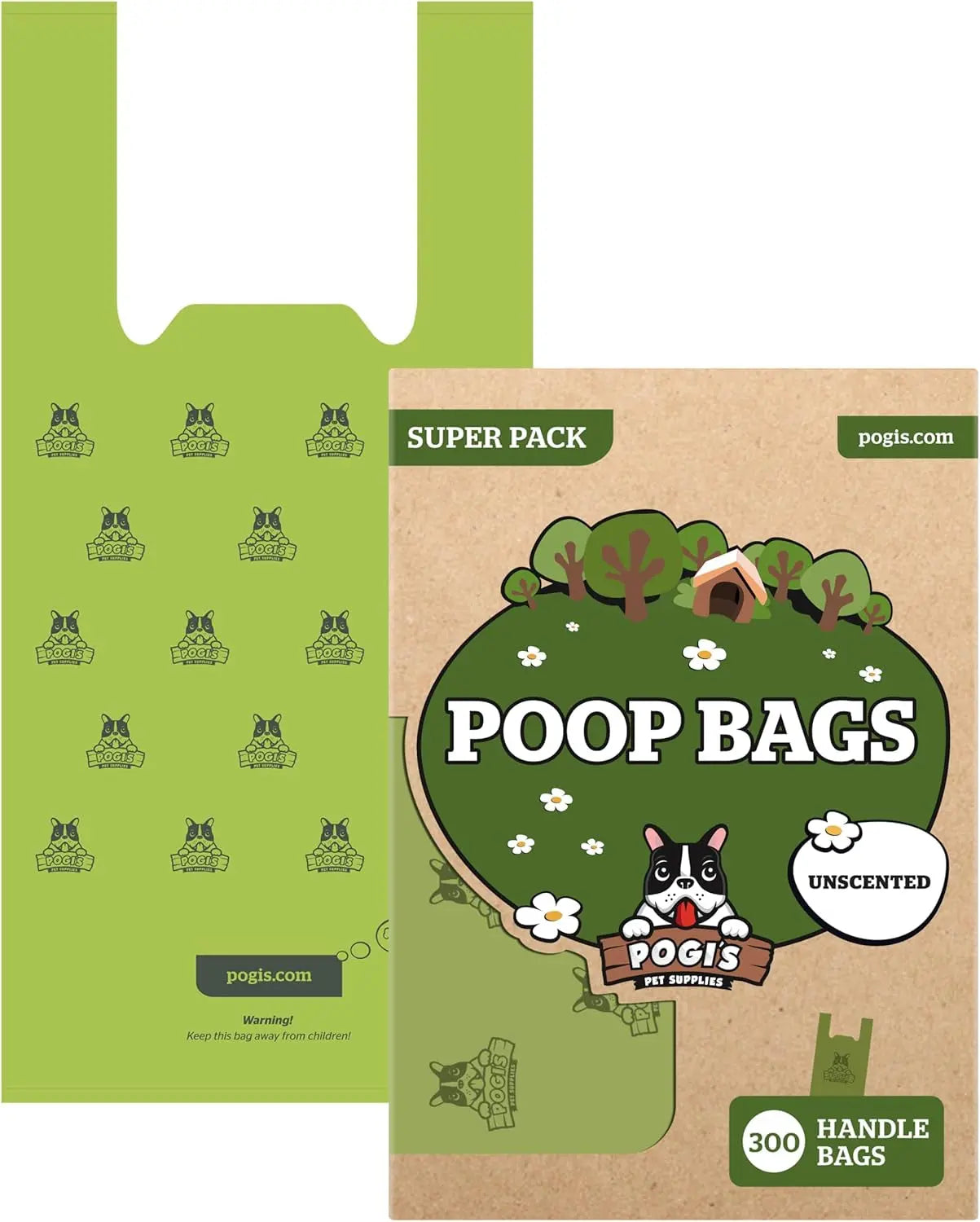 Dog Poop Bags with Handles 300ct – Extra Thick, Leak-Proof, Fresh Scent Unscented 1 Count (Pack Of 300)