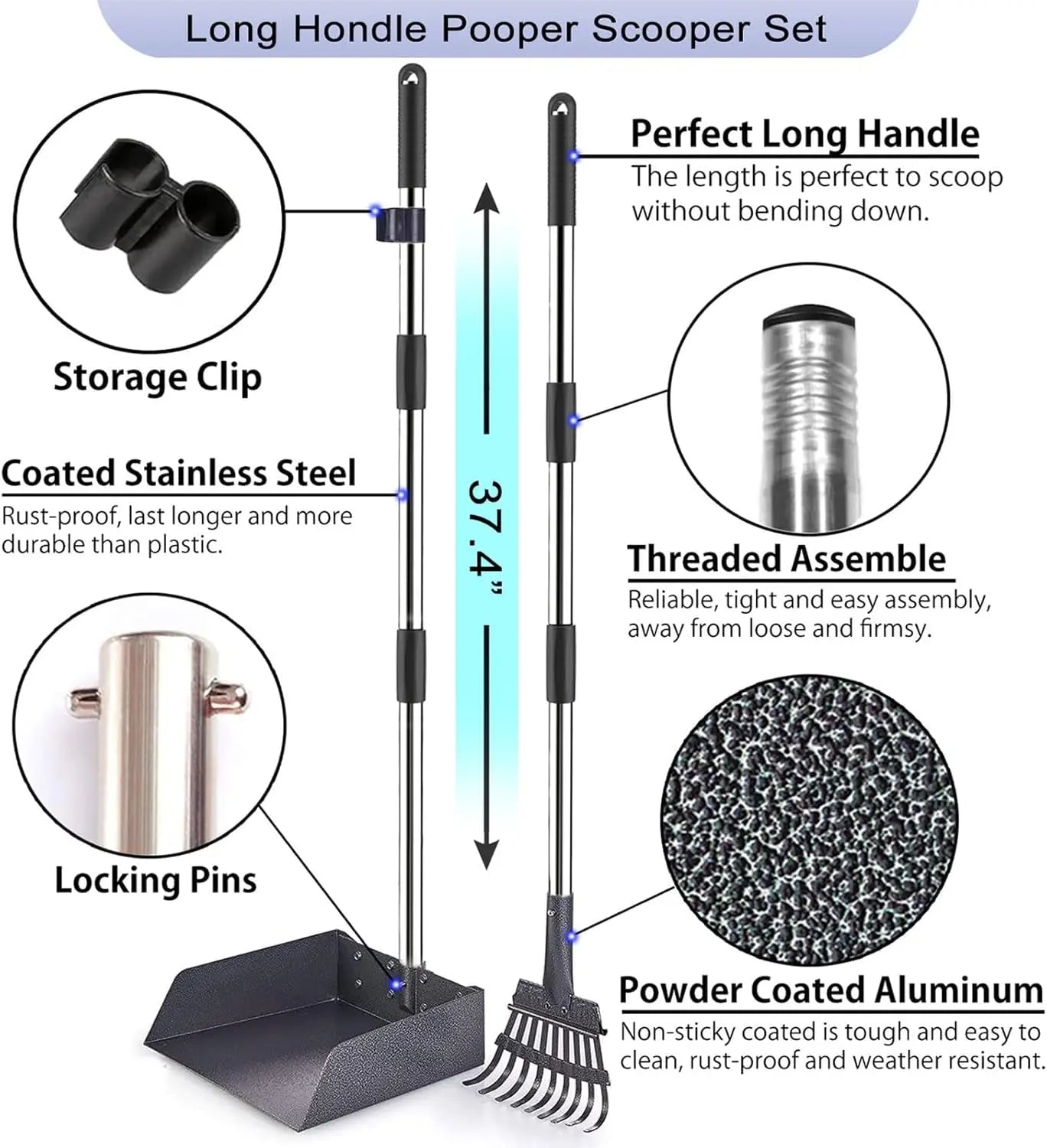 Dog Poop Trash Can w/ Lid & Rake Scooper – Odor Control Indoor/Outdoor