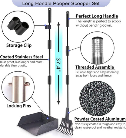 Dog Poop Trash Can w/ Lid & Rake Scooper – Odor Control Indoor/Outdoor