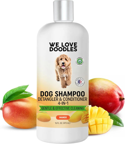 Dog Shampoo Conditioner for Goldendoodles & Doodles 4-in-1 16oz Mango