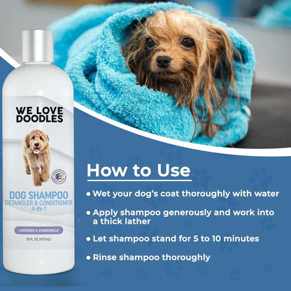 Dog Shampoo Conditioner for Goldendoodles & Doodles 4-in-1 16oz