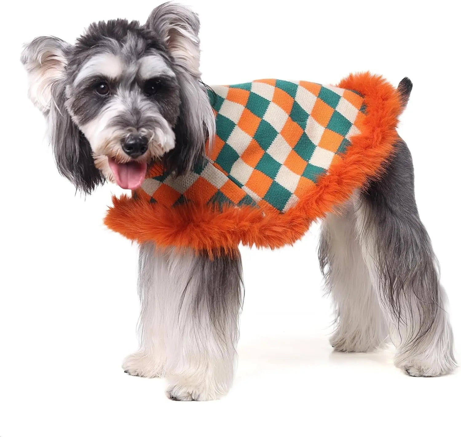 Dog Sweater Cloak Turtleneck Knit Coat XS-XL Small Dogs Winter Warm Orange Green