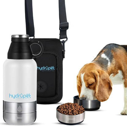 Dog Water Bottle 32/64oz Insulated w Food Bowl Travel