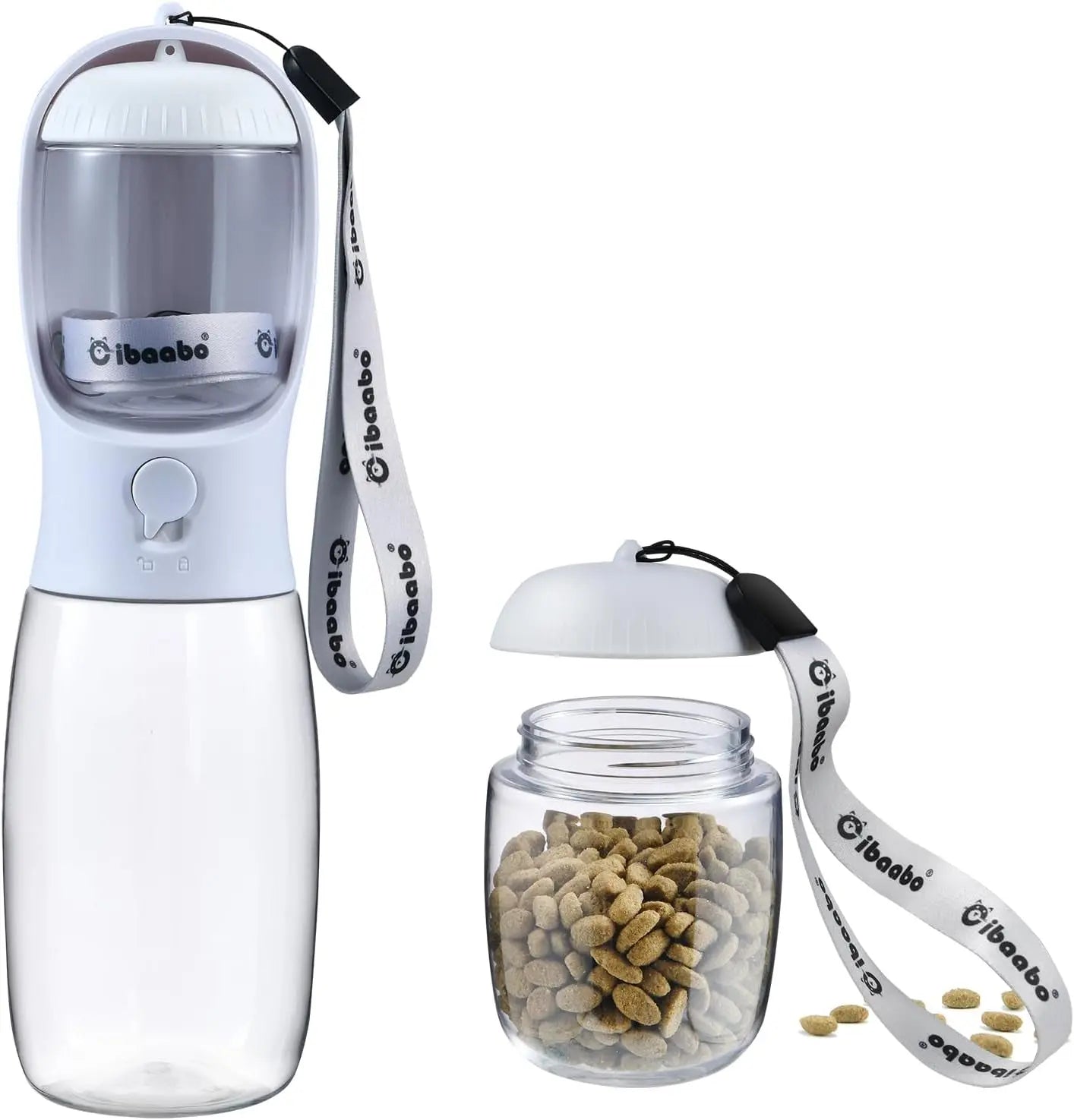 Dog Water & Food Bottle Portable 2in1 Dispenser Filter Leak Proof Travel Hiking 09 White 19Oz