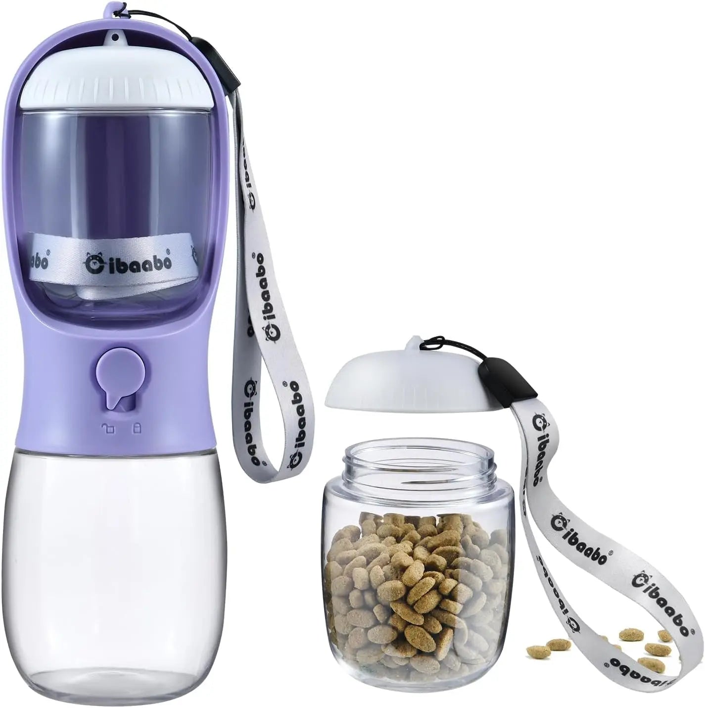 Dog Water & Food Bottle Portable 2in1 Dispenser Filter Leak Proof Travel Hiking 06 Purple 10Oz