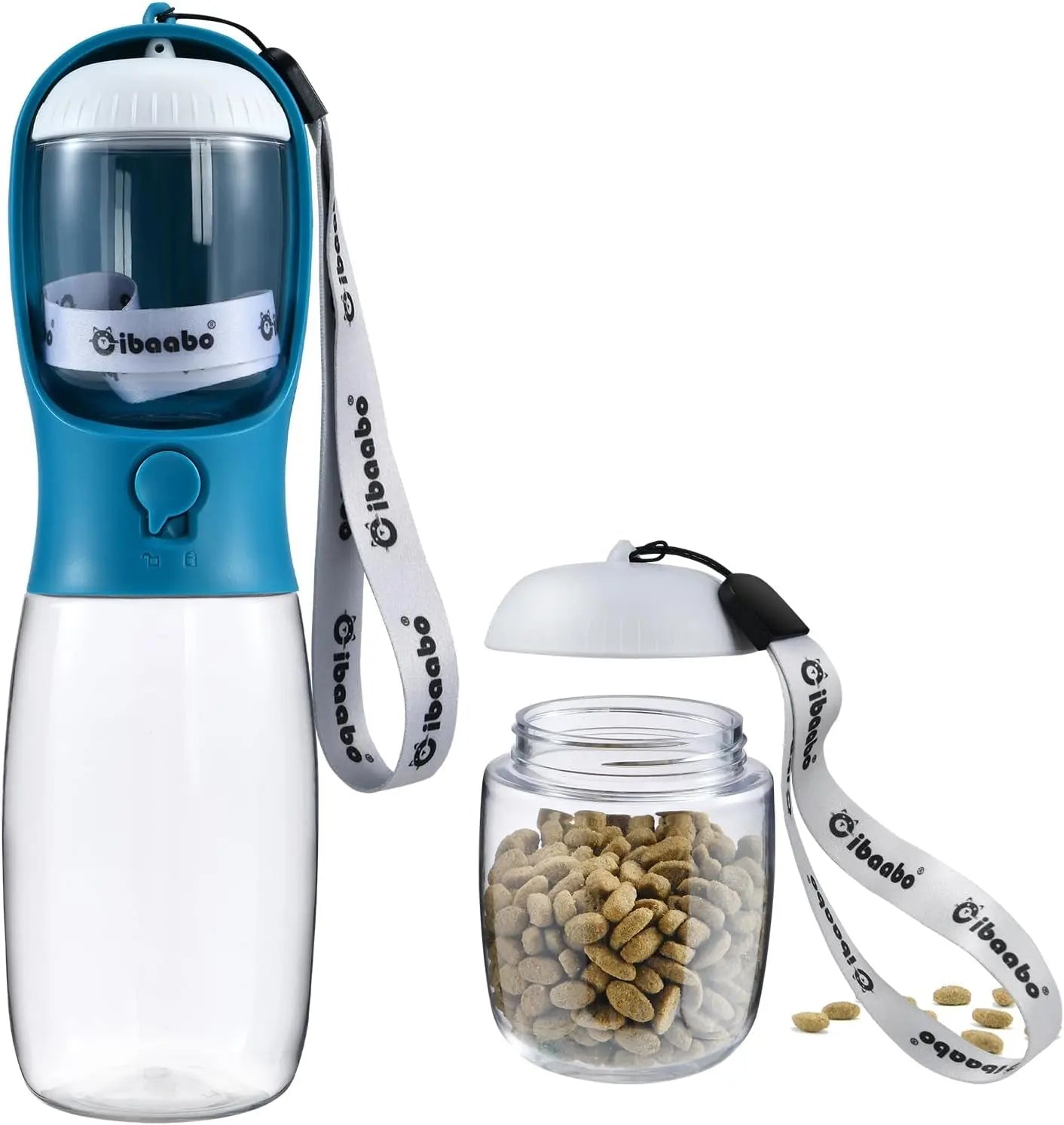 Dog Water & Food Bottle Portable 2in1 Dispenser Filter Leak Proof Travel Hiking 02 Indigo 19Oz