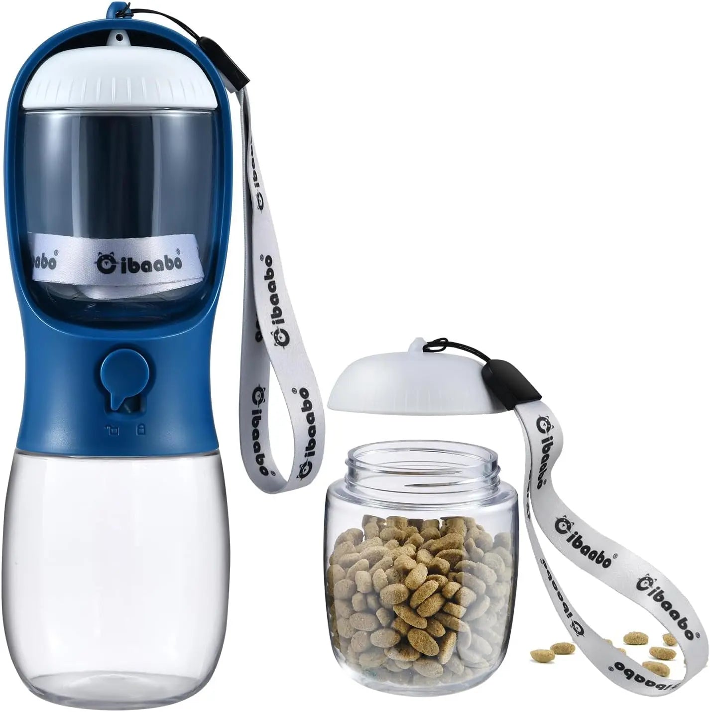 Dog Water & Food Bottle Portable 2in1 Dispenser Filter Leak Proof Travel Hiking 03 Dark Blue 10Oz