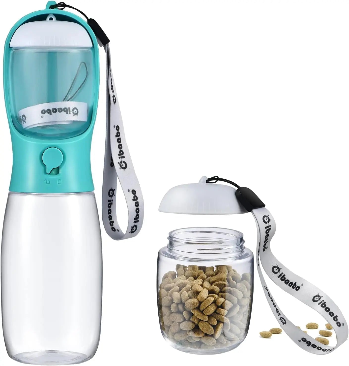 Dog Water & Food Bottle Portable 2in1 Dispenser Filter Leak Proof Travel Hiking 07 Green 19Oz