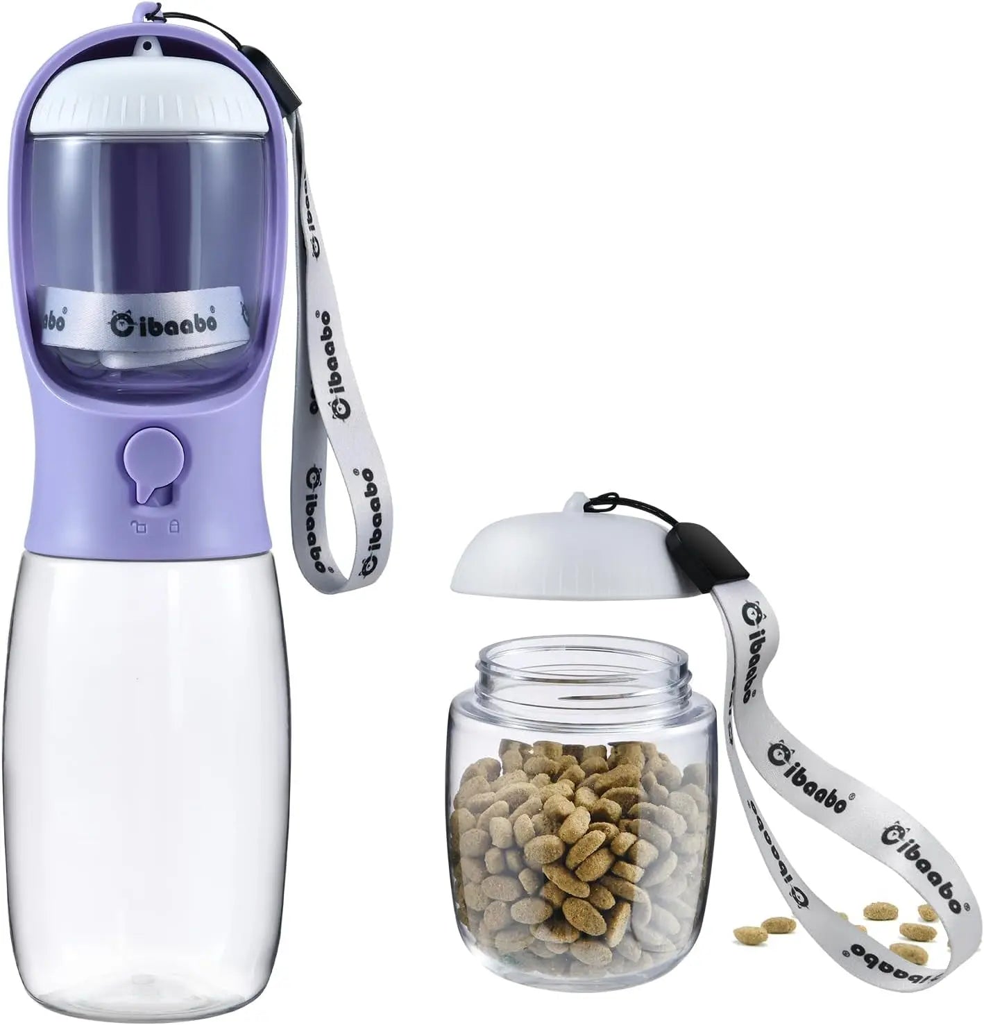 Dog Water & Food Bottle Portable 2in1 Dispenser Filter Leak Proof Travel Hiking 06 Purple 19Oz