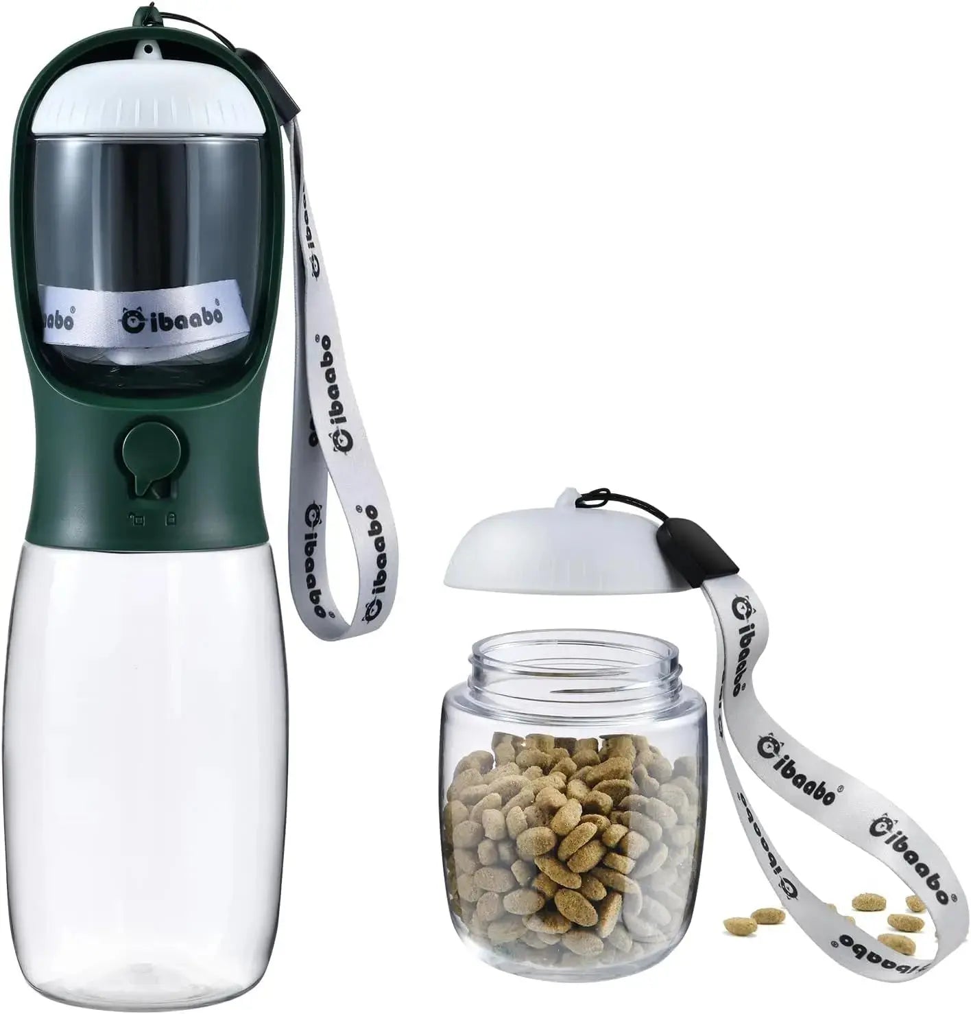 Dog Water & Food Bottle Portable 2in1 Dispenser Filter Leak Proof Travel Hiking 08 Dark Green 19Oz