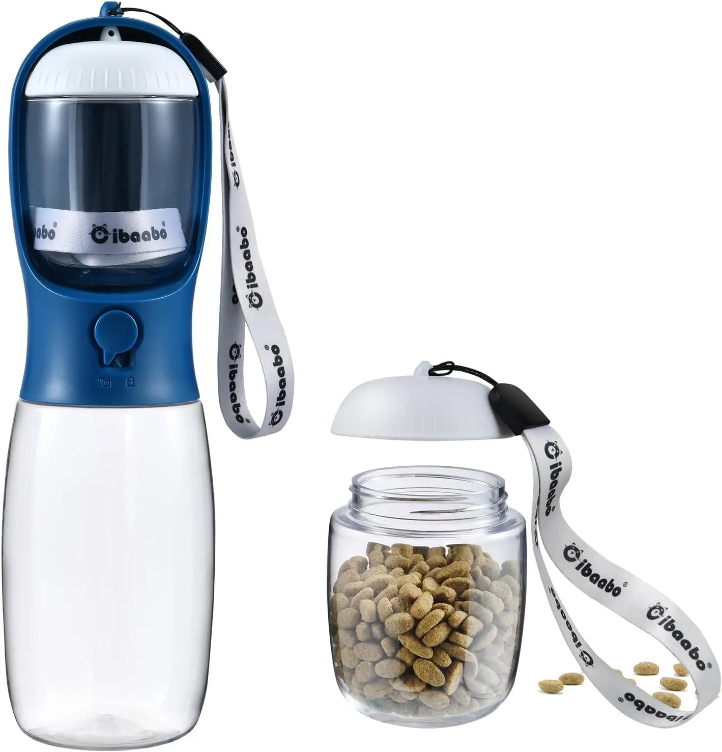 Dog Water & Food Bottle Portable 2in1 Dispenser Filter Leak Proof Travel Hiking 03 Dark Blue 19Oz