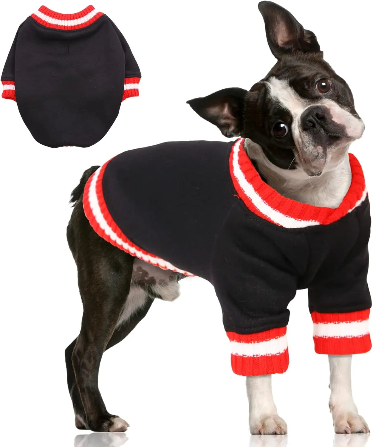 Dog Winter Fleece Pullover Sweater, Soft Warm Hoodie for Small to Medium Dogs Black