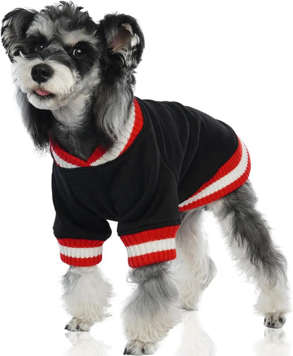 Dog Winter Fleece Pullover Sweater, Soft Warm Hoodie for Small to Medium Dogs Black Small(Chest:19.6In)