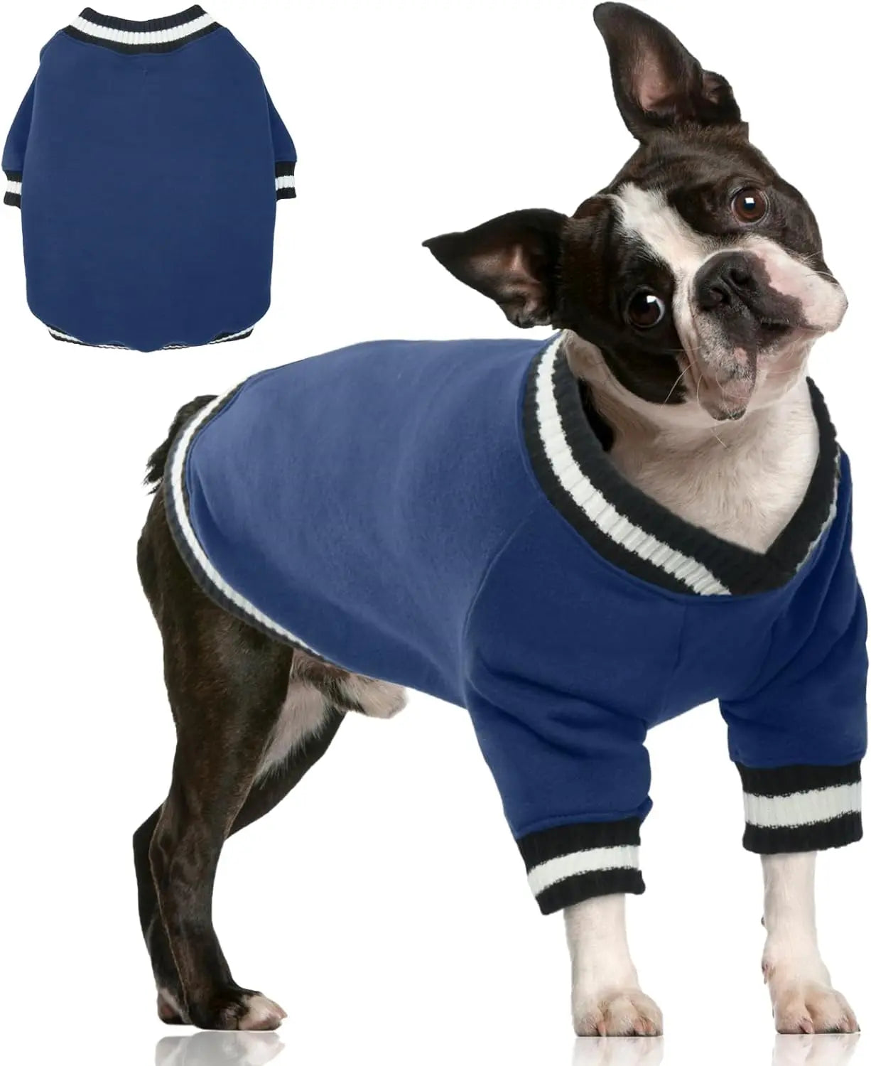 Dog Winter Fleece Pullover Sweater, Soft Warm Hoodie for Small to Medium Dogs Blue