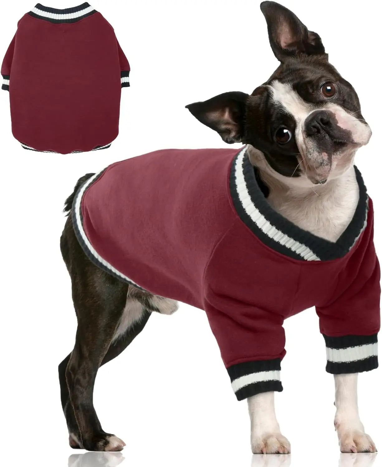 Dog Winter Fleece Pullover Sweater, Soft Warm Hoodie for Small to Medium Dogs Wine-Red