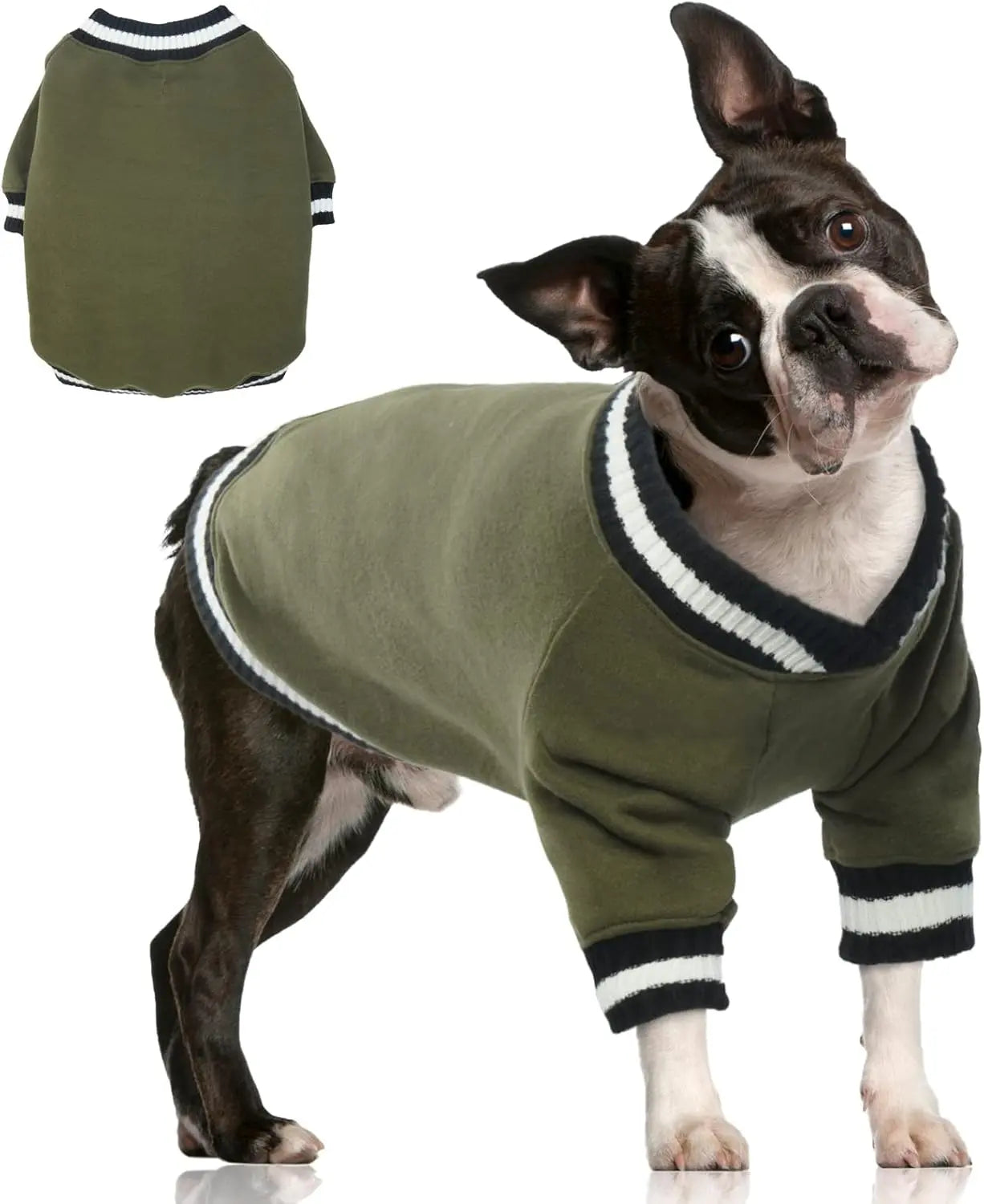 Dog Winter Fleece Pullover Sweater, Soft Warm Hoodie for Small to Medium Dogs Green
