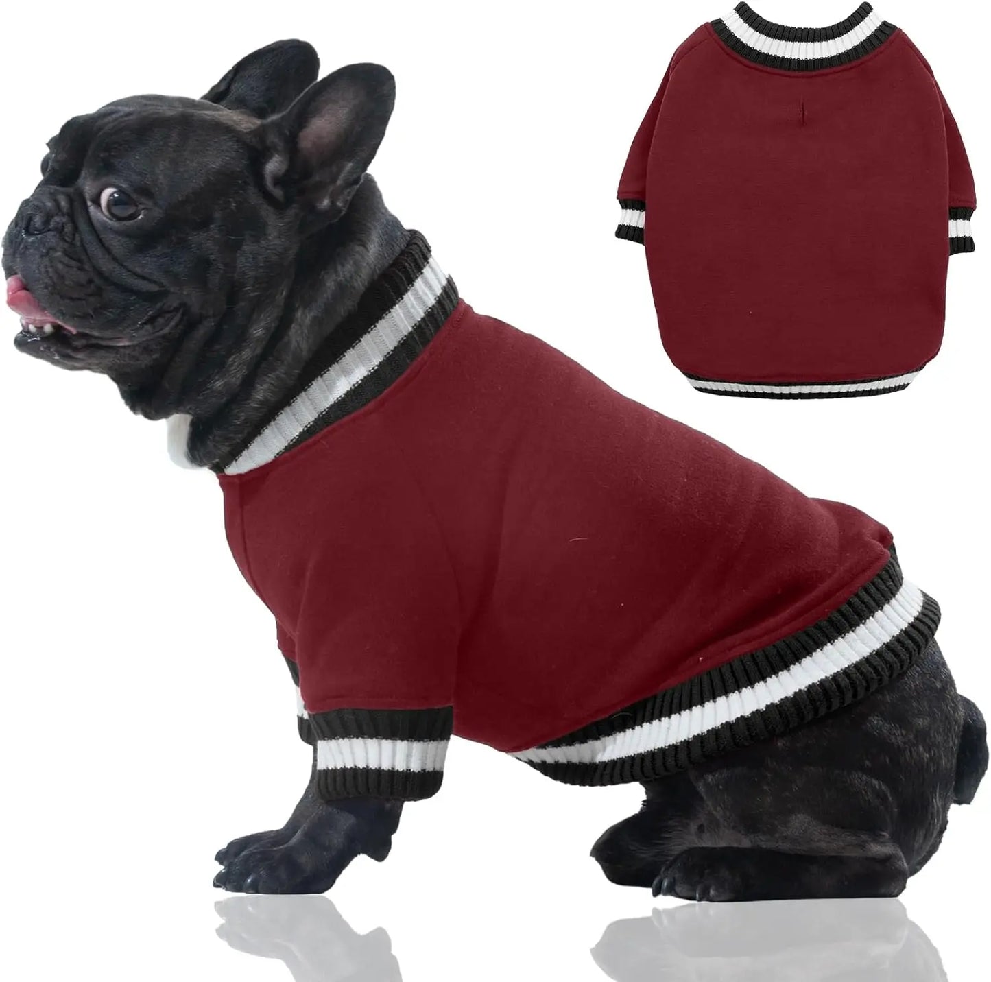 Dog Winter Fleece Pullover Sweater, Soft Warm Hoodie for Small to Medium Dogs Wine-Red X-Small(Chest:15.3In)