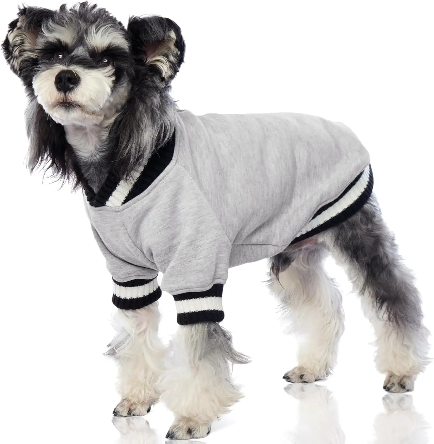Dog Winter Fleece Pullover Sweater, Soft Warm Hoodie for Small to Medium Dogs Grey