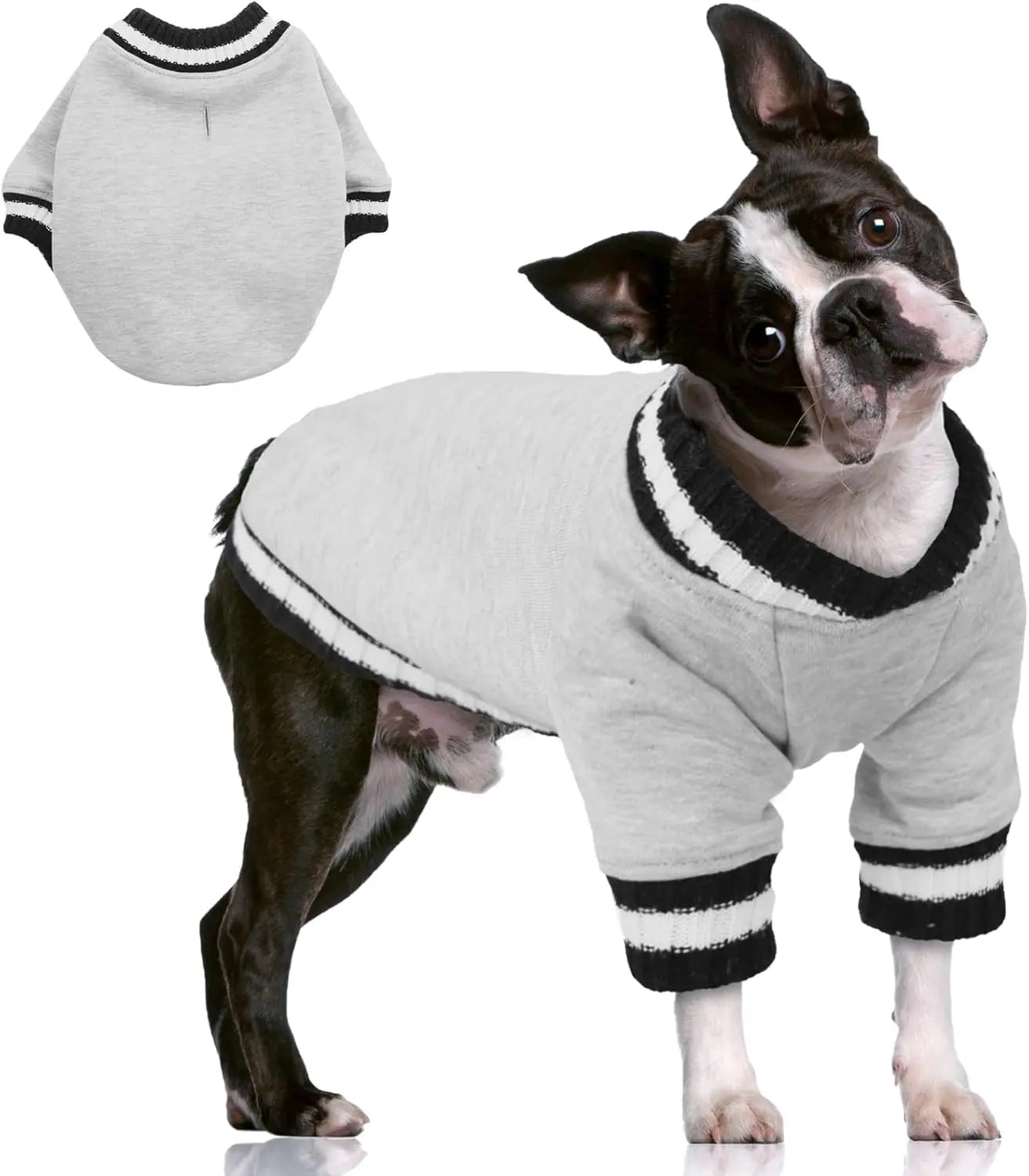 Dog Winter Fleece Pullover Sweater, Soft Warm Hoodie for Small to Medium Dogs Grey X-Large(Chest:33In)