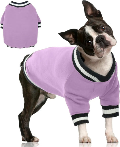 Dog Winter Fleece Pullover Sweater, Soft Warm Hoodie for Small to Medium Dogs Lavender