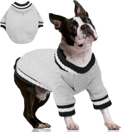 Dog Winter Fleece Pullover Sweater, Soft Warm Hoodie for Small to Medium Dogs Grey Large(Chest:26.7In)
