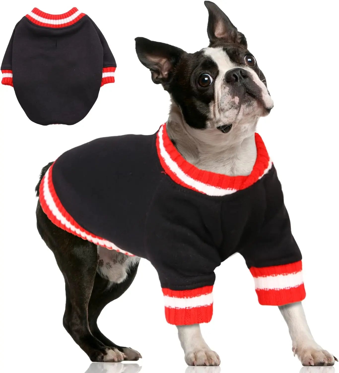 Dog Winter Fleece Pullover Sweater, Soft Warm Hoodie for Small to Medium Dogs Black Medium(Chest:25.2In)