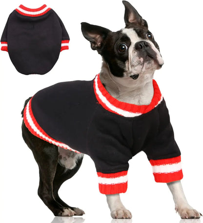 Dog Winter Fleece Pullover Sweater, Soft Warm Hoodie for Small to Medium Dogs Black Medium(Chest:25.2In)