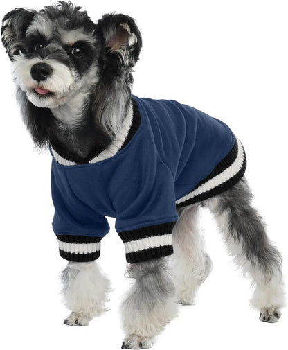 Dog Winter Fleece Pullover Sweater, Soft Warm Hoodie for Small to Medium Dogs Blue Small(Chest:19.6In)