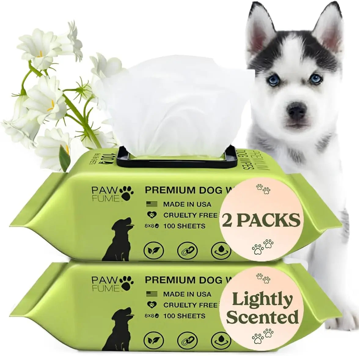 Dog Wipes Hypoallergenic Tear Stain Deodorizing Cat Pet 100 Count Pack Of 2