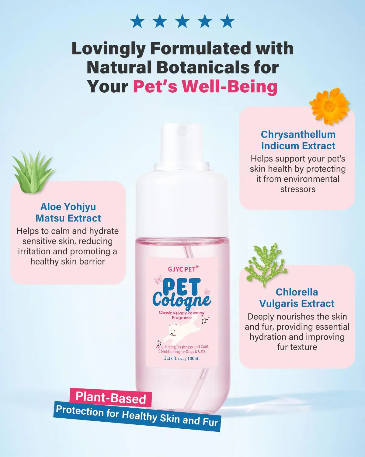 Dog & Cat Cologne Spray Powder Scent Odor Control 3.38oz Travel Size