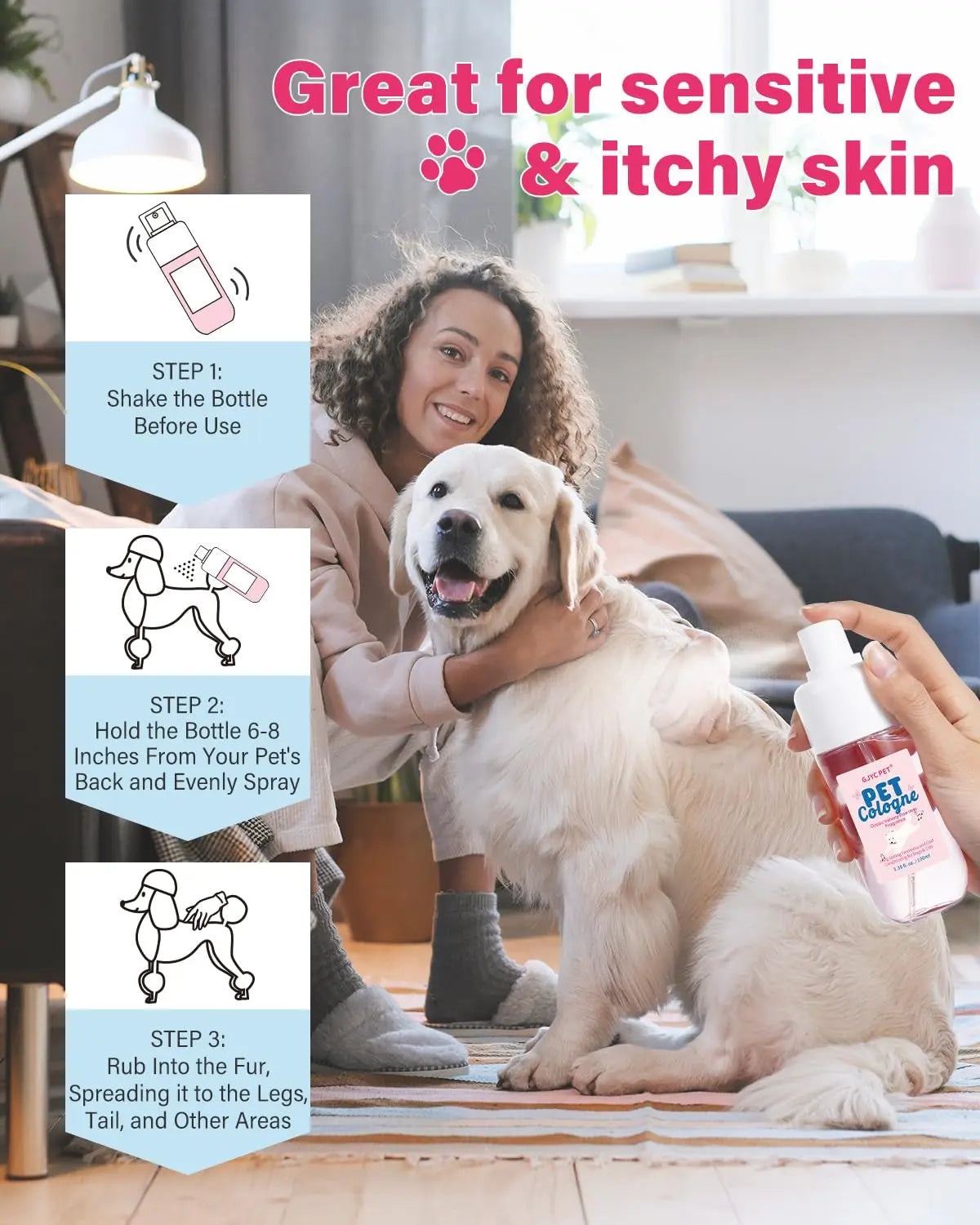 Dog & Cat Cologne Spray Powder Scent Odor Control 3.38oz Travel Size