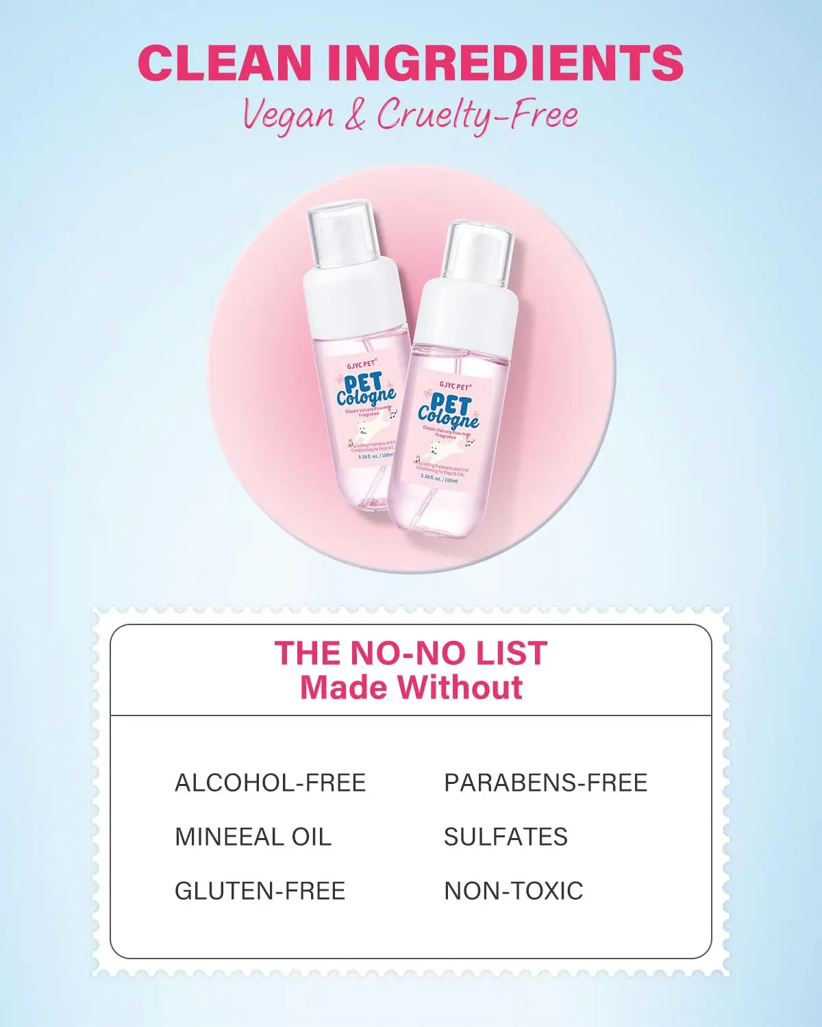 Dog & Cat Cologne Spray Powder Scent Odor Control 3.38oz Travel Size