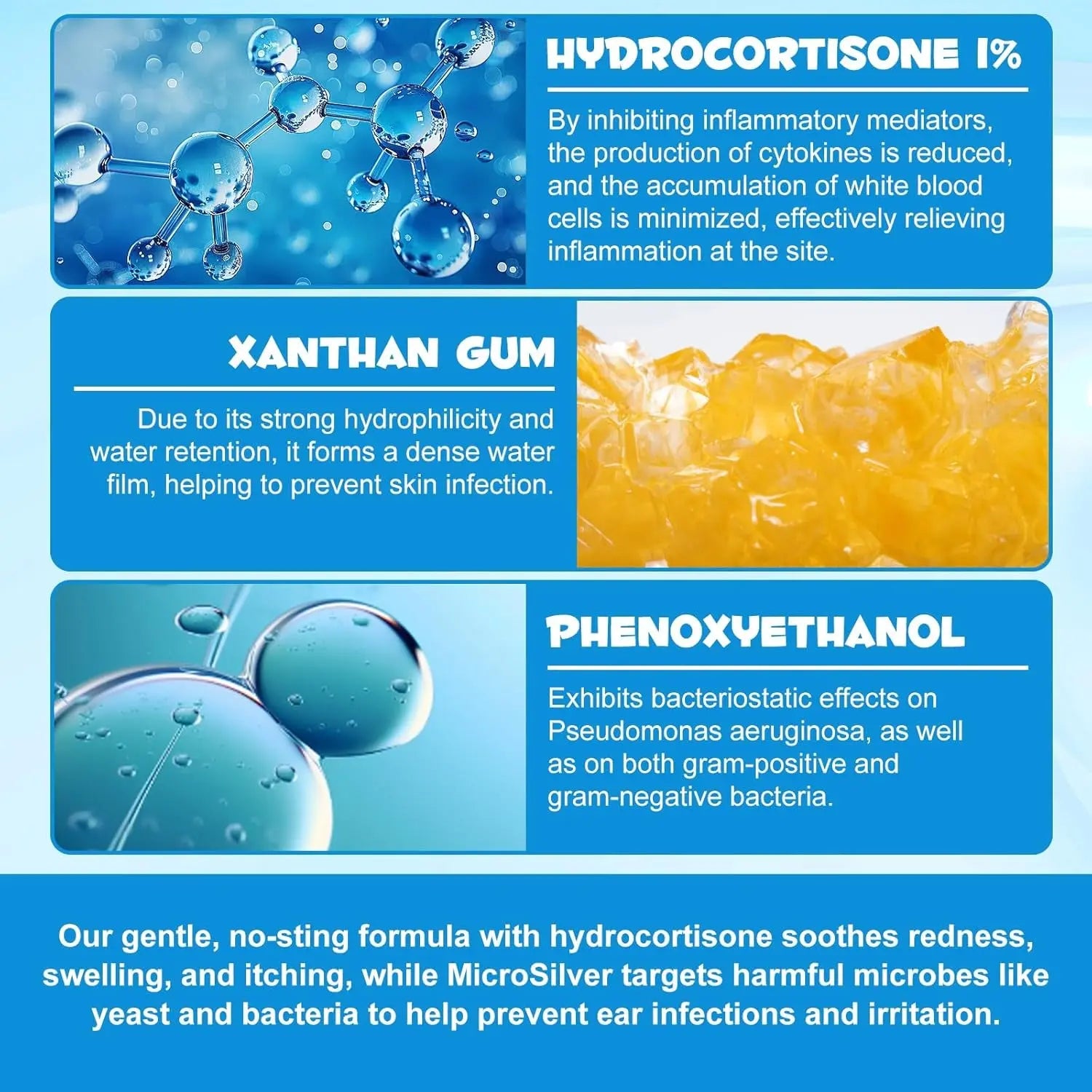 Dog & Cat Ear Cleaning Drops with 1% Hydrocortisone, Itchy Ear Relief