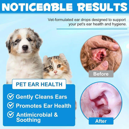 Dog & Cat Ear Cleaning Drops with 1% Hydrocortisone, Itchy Ear Relief