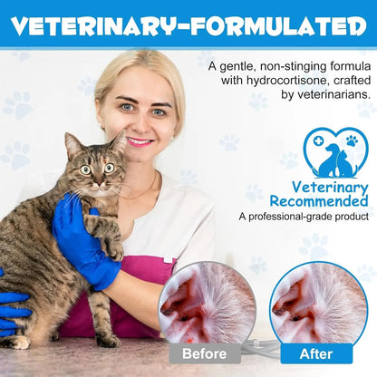 Dog & Cat Ear Cleaning Drops with 1% Hydrocortisone, Itchy Ear Relief