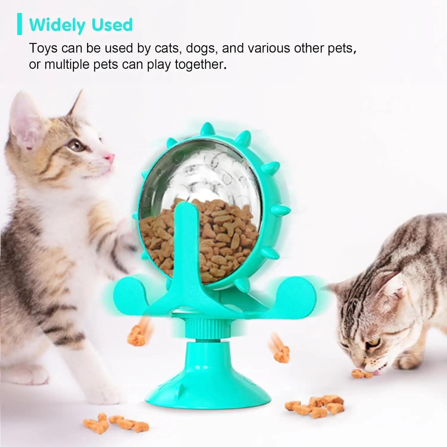Dog & Cat Treat Dispenser Toy, 360° Rotating Interactive Feeder w/ Strong Suction Cup