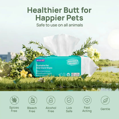 Dog & Cat Wipes – Cleansing & Deodorizing with Coconut Oil. Soothes allergies, anal glands, paws & removes stains