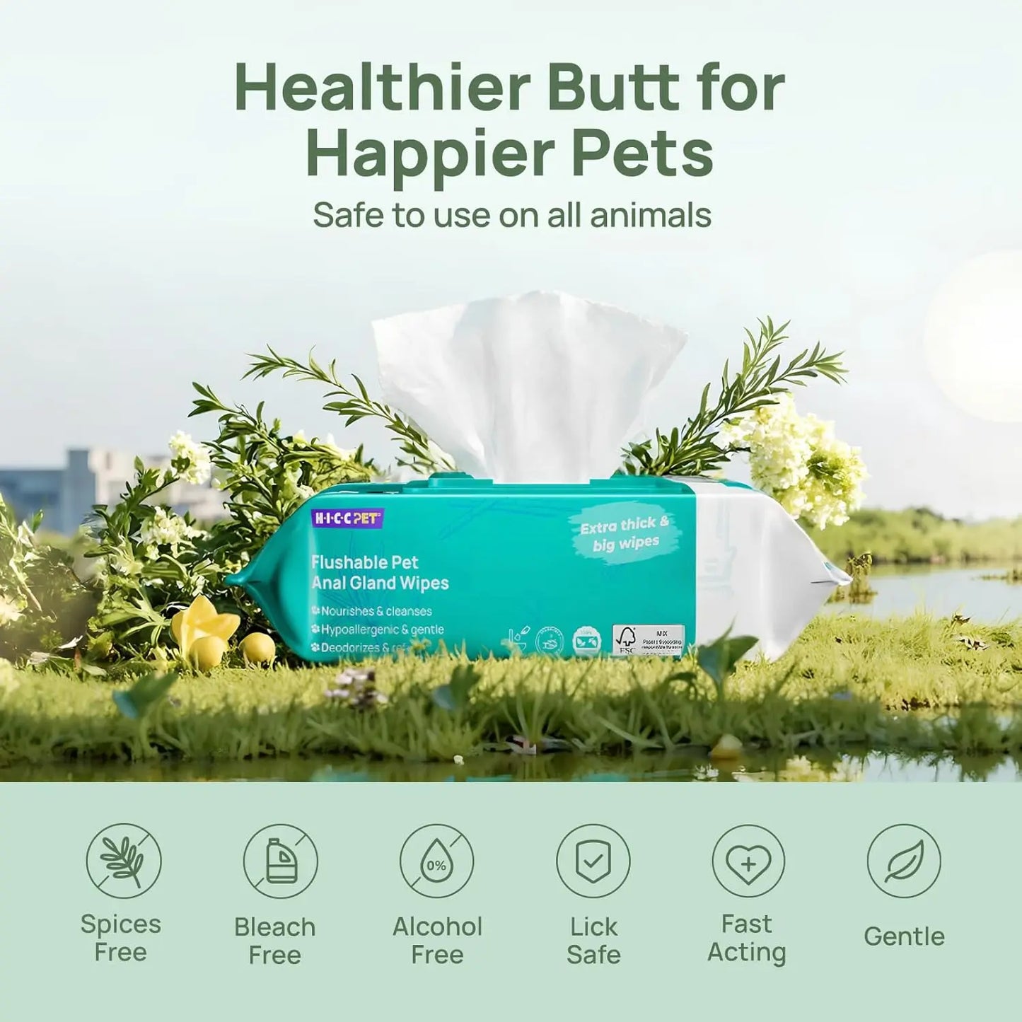 Dog & Cat Wipes – Cleansing & Deodorizing with Coconut Oil. Soothes allergies, anal glands, paws & removes stains