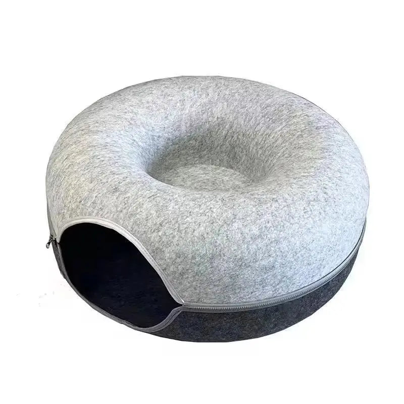 Donut Cat Tunnel Bed – Interactive Play Toy & Cozy Pet House for Cats, Kittens, Rabbits & Ferrets