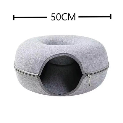 Donut Cat Tunnel Bed – Interactive Play Toy & Cozy Pet House for Cats, Kittens, Rabbits & Ferrets 50Cm