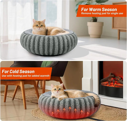 Donut Indoor Heated Cat Bed with Timer & Temperature Control, Washable, 20"