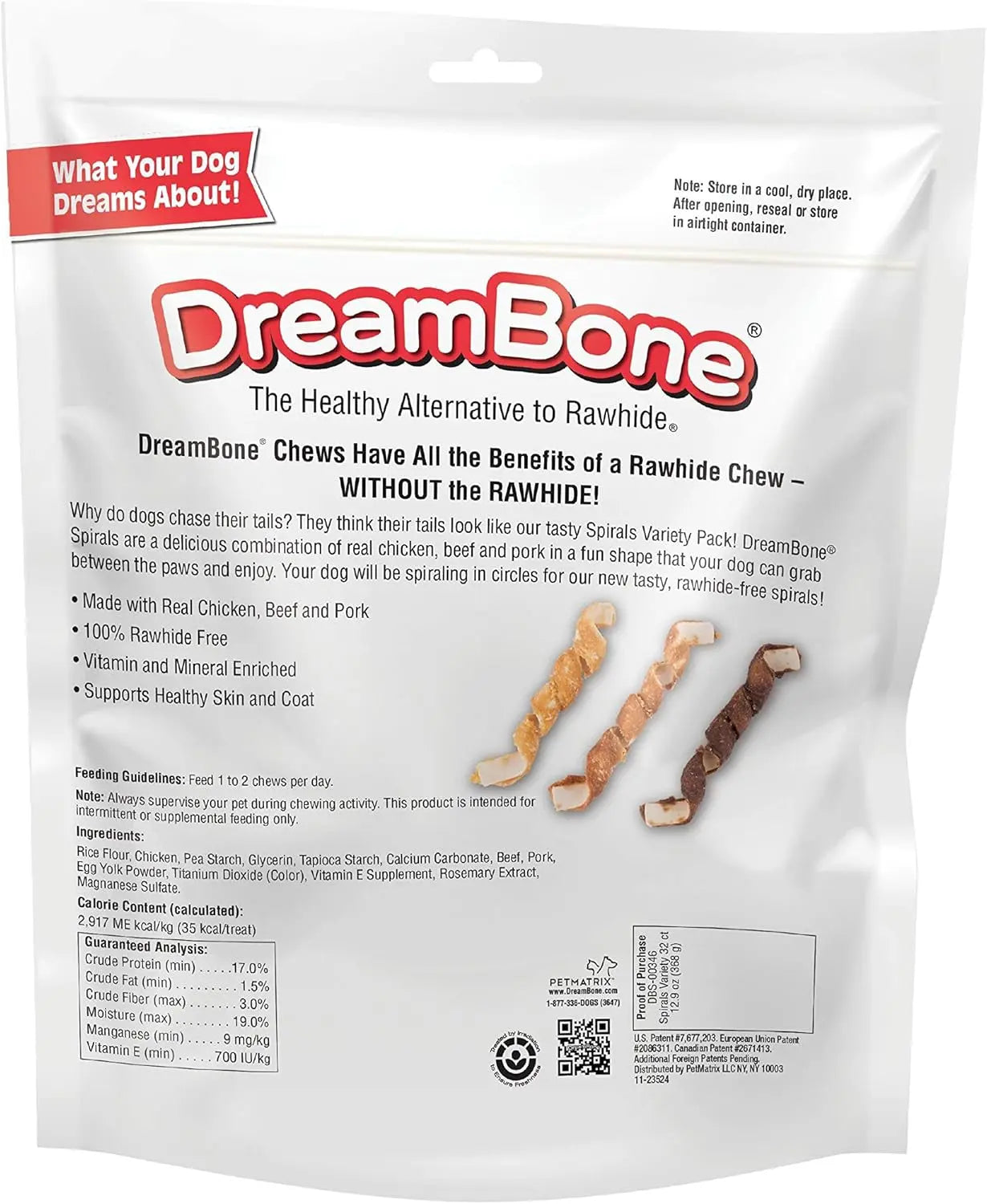 DreamBone Spirals Variety Pack | Rawhide-Free Chews with Real Meat