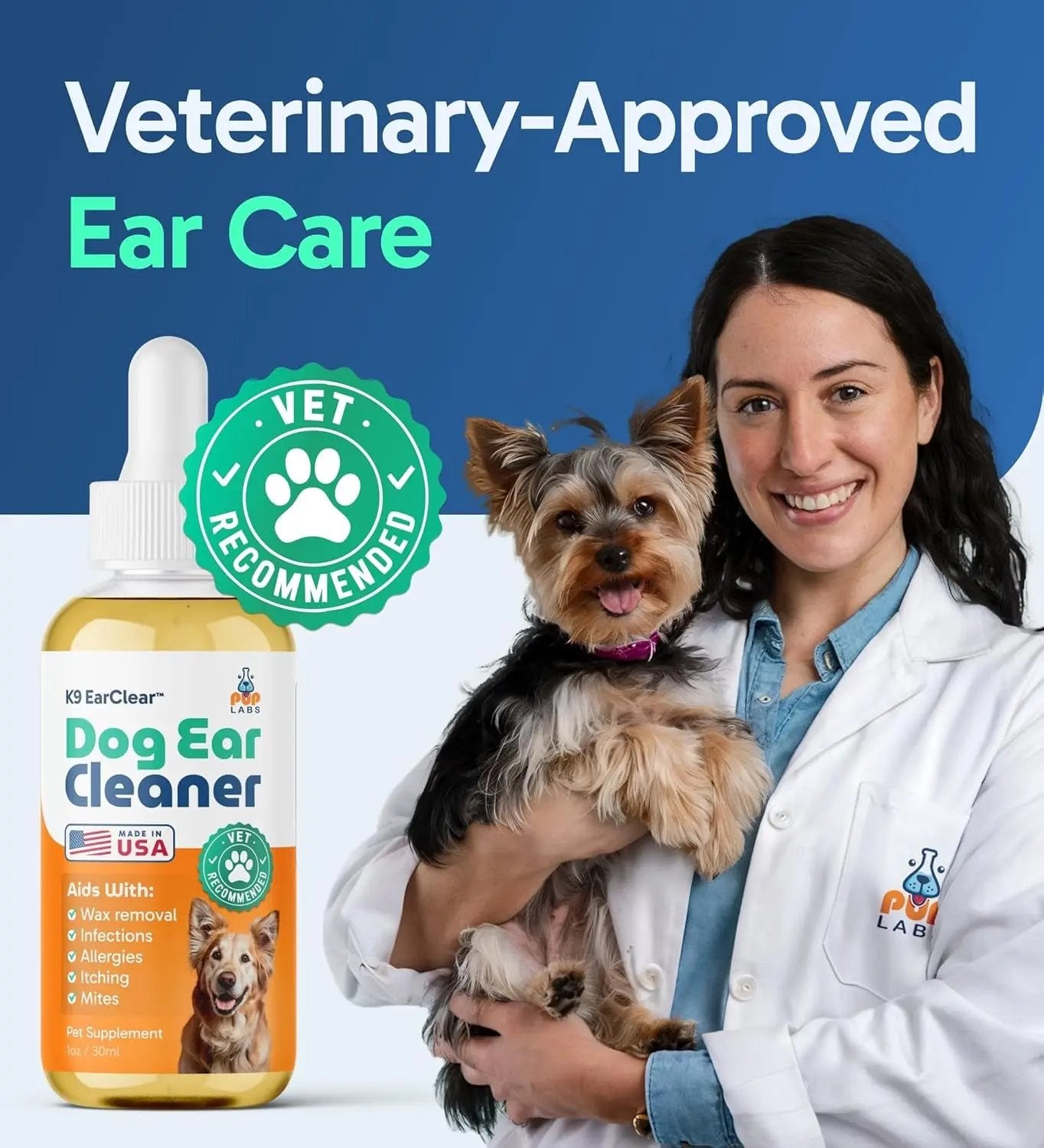 Ear Clear Natural Dog Ear Cleaner – Soothing Drops for Wax, Itch & Irritation