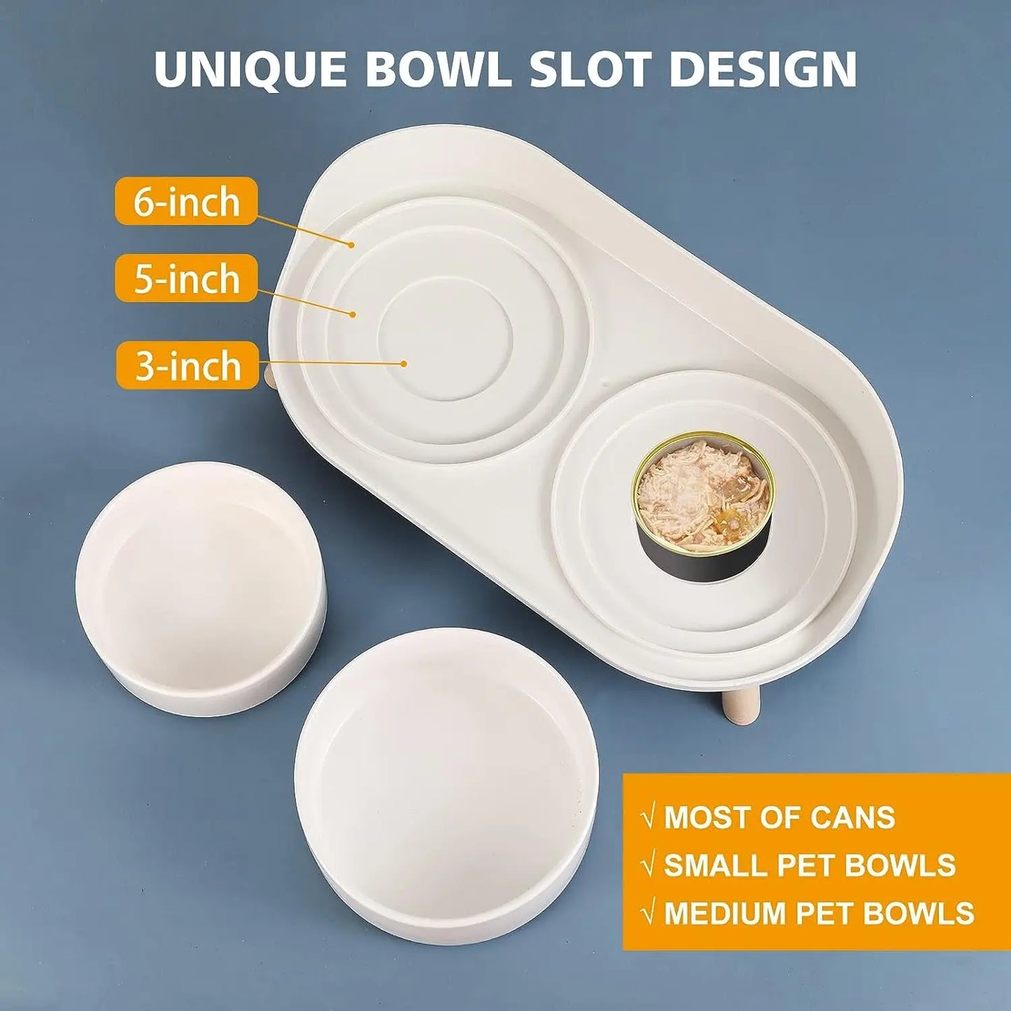 Elevated Ceramic Cat & Dog Bowl Set with Splash Guard, Non-Slip Stand (2x480ml)