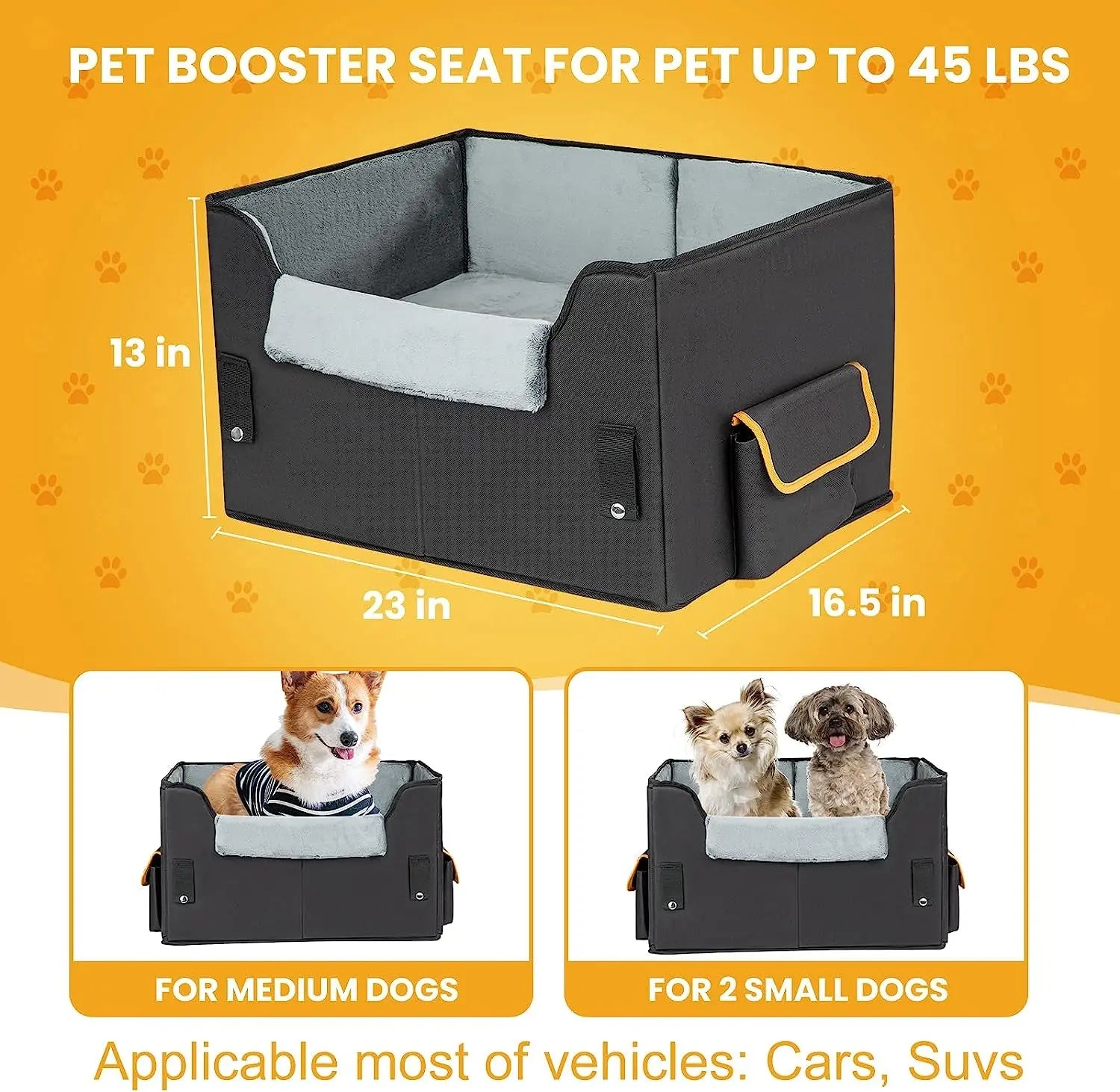 Elevated Dog Car Seat Booster Bed for Small Dogs & Cats – Travel Carrier Seat